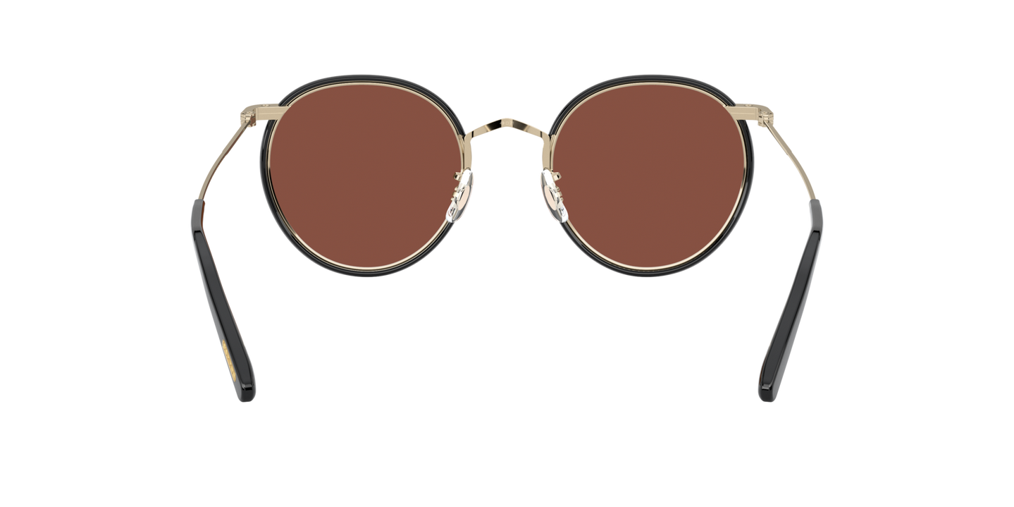 Sie Oliver Peoples Casson mit Weichgold-Schwarz Gestell und Braun Gläsern - Bild Stegplättchen