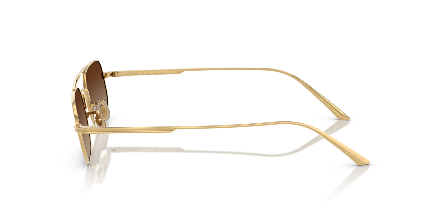 Sie Oliver Peoples 1989C mit Gold Gestell und Braun Gläsern - Bild Khaite Bügel