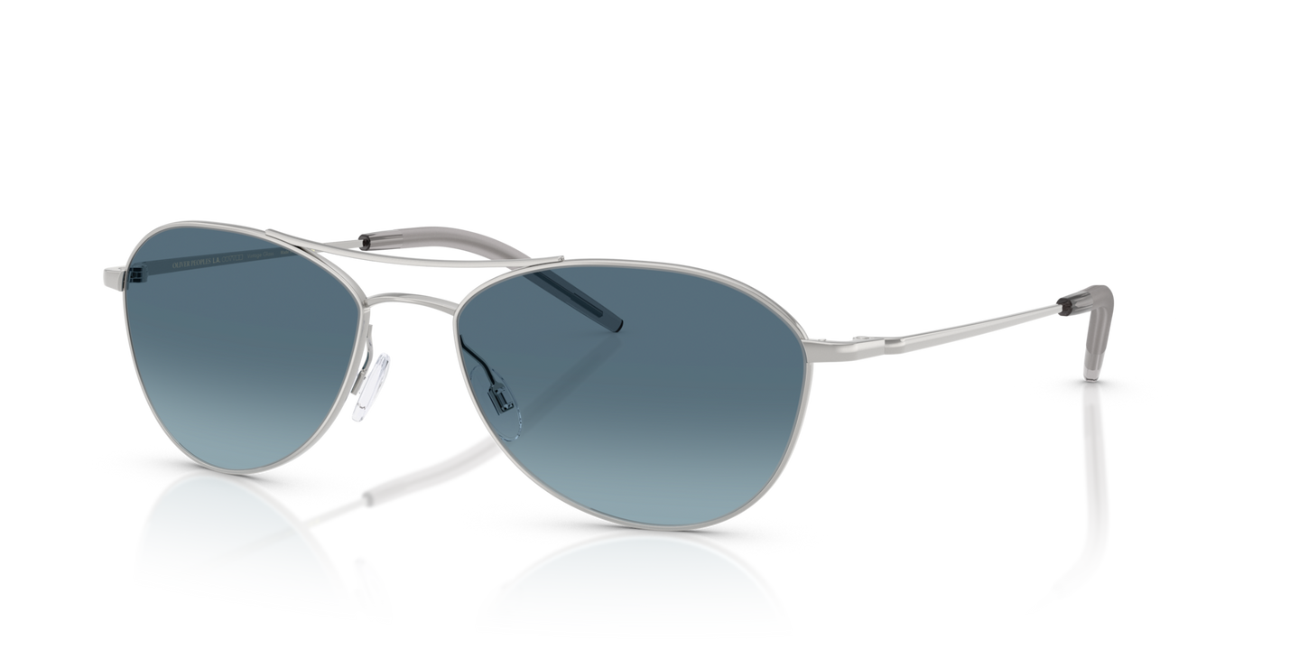 Oliver Peoples Aero II avec une monture Argent et des verres Bleu - Image Embouts de branche