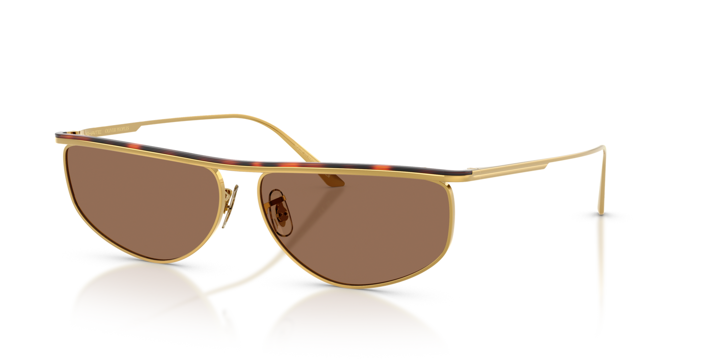 Sie Oliver Peoples 1986C mit Gold/Dunkles Mahagoni Gestell und Braun Gläsern - Bild Windsor-Rand