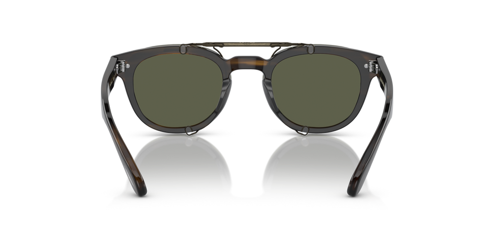 Oliver Peoples Sheldrake Flip-Up Clip with Antique Gold frame and Green lenses - image 6