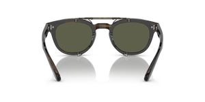 Oliver Peoples Sheldrake Flip-Up Clip with Antique Gold frame and Green lenses - image 6