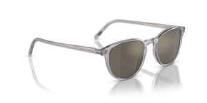 Oliver Peoples Fairmont Sun、ワークマングレーフレーム、ゴールドレンズ - 画像 3