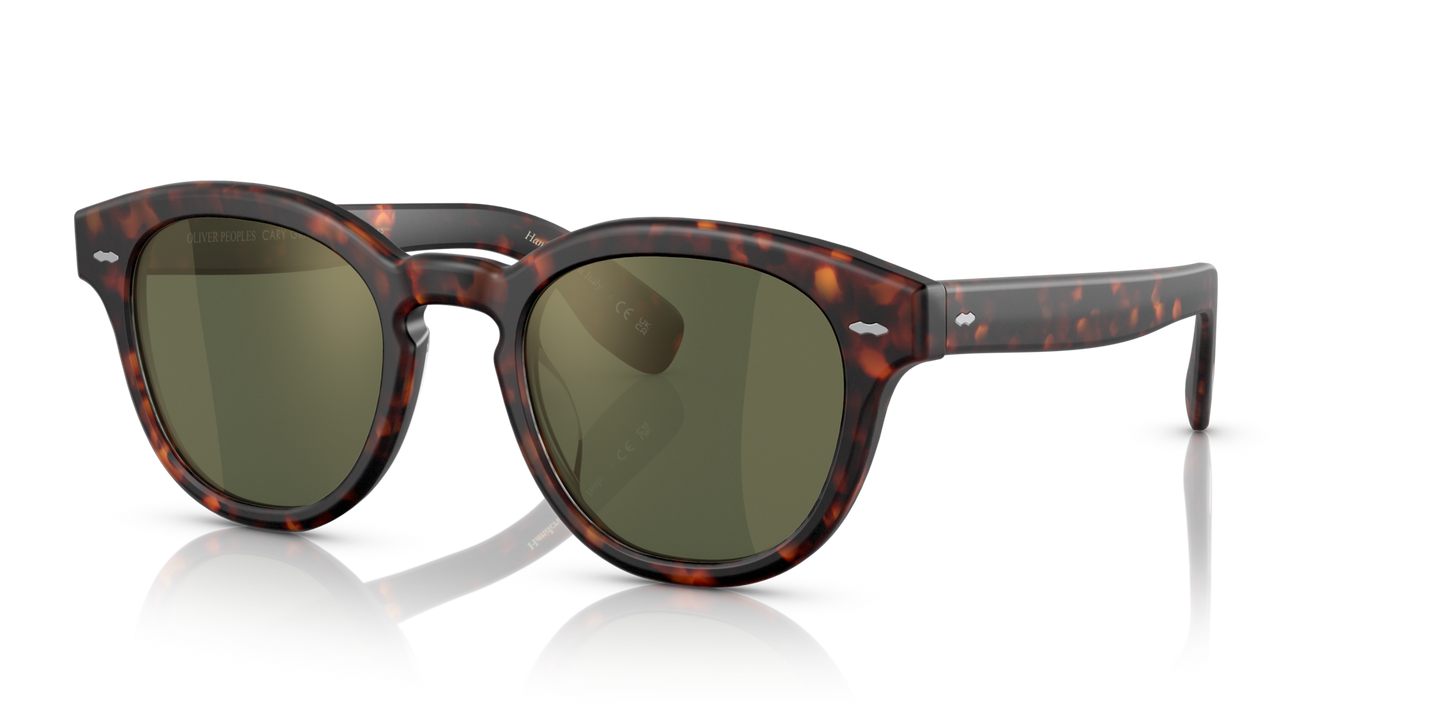 Oliver Peoples Cary Grant Sun with Semi Matte Sable Tortoise frame and Green lenses - Image Plaque