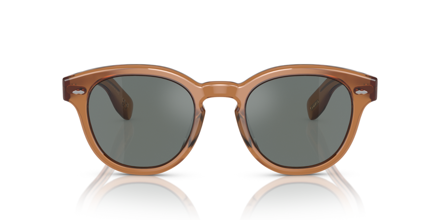 Sie Oliver Peoples Cary Grant Sun mit Carob Gestell und Blau Gläsern - Bild Material