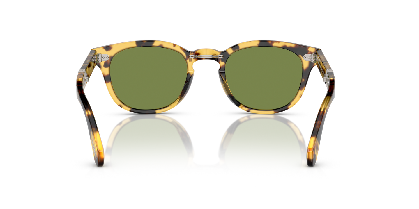 Sie Oliver Peoples Sheldrake 1950 mit YTB Gestell und Grün Gläsern - Bild Stegplättchen