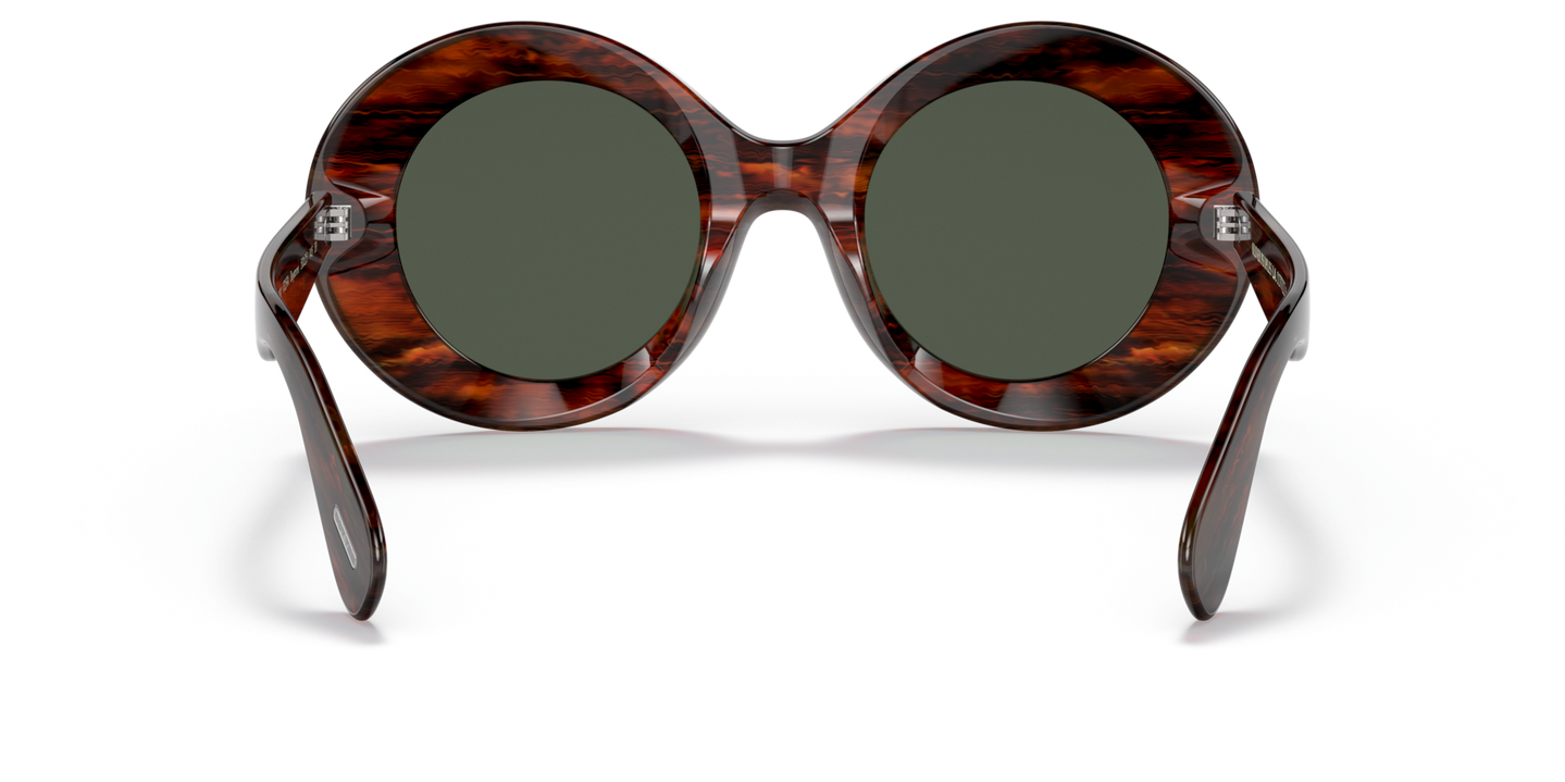 Oliver Peoples Dejeanne avec une monture Écaille de tortue Rouge Vintage et des verres Vert - Image Plaquettes de nez