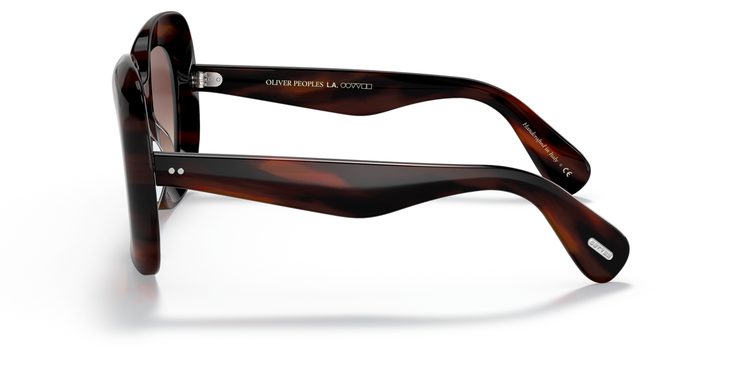 Sie Oliver Peoples Jesson mit Vintage Rot Tortoise Gestell und Braun Gläsern - Bild Filigranarbeiten