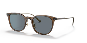 Oliver Peoples Gerardo avec une monture Dark Auburn/Antique Gold et des verres Bleu - image 1