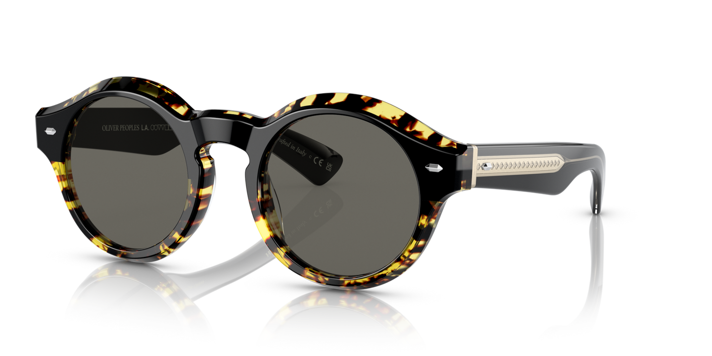 Oliver Peoples Cassavet avec une monture Black/DTBK Gradient et des verres Gris - Image Plaques