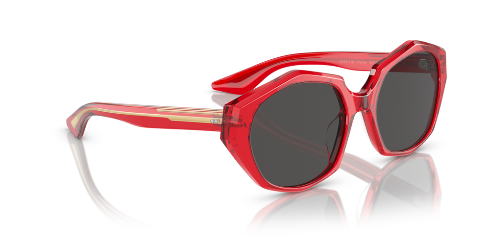 Oliver Peoples 1971C con montatura Rosso Traslucido e lenti  Grigio - immagine 3