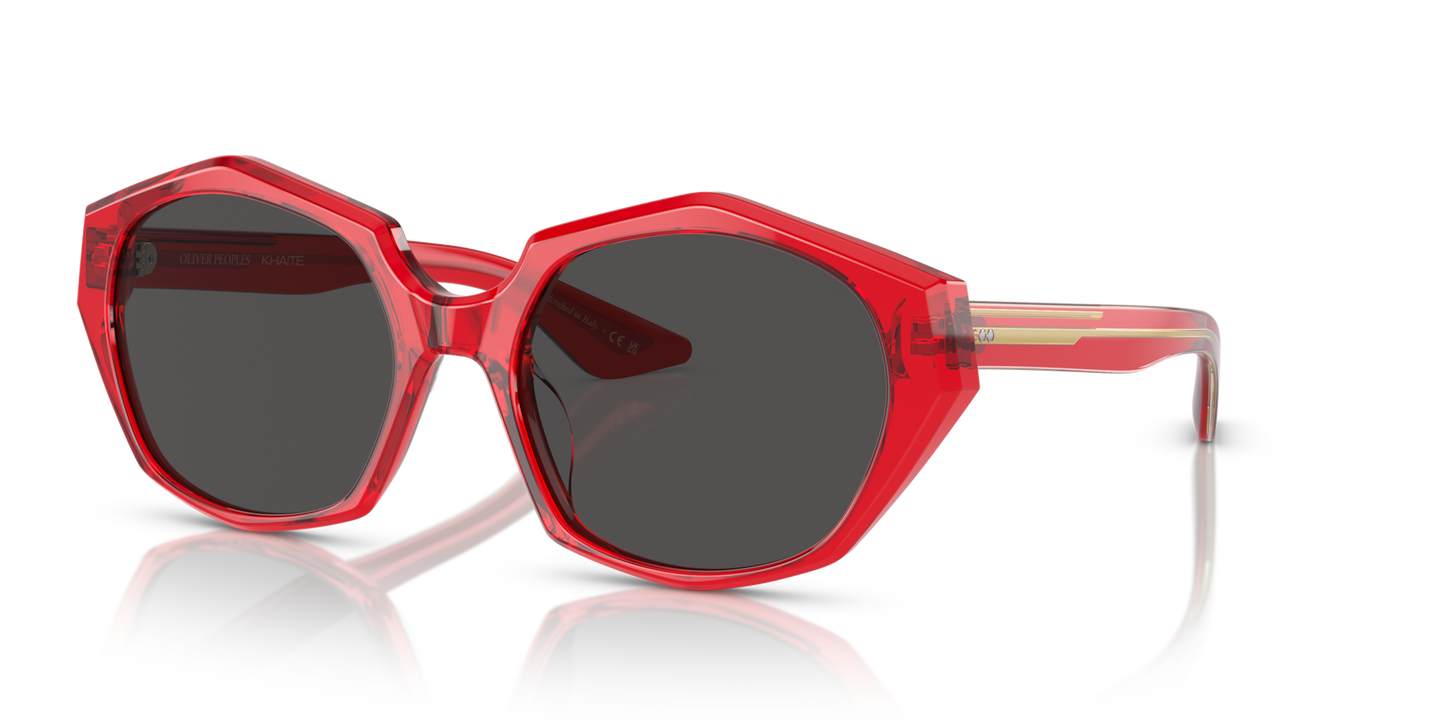 Oliver Peoples 1971C con montatura Rosso Traslucido e lenti  Grigio - Immagine Perni