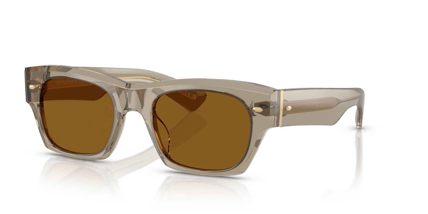 Oliver Peoples Kasdan 18K avec une monture Sencha et des verres Brun - Image Plaques