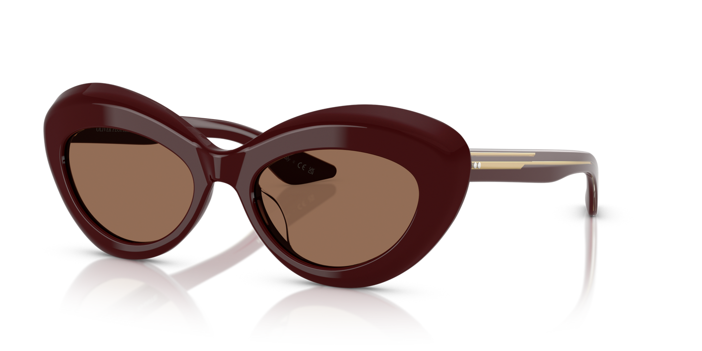 Oliver Peoples 1968C with Burgundy frame and Brown lenses - Image Pins