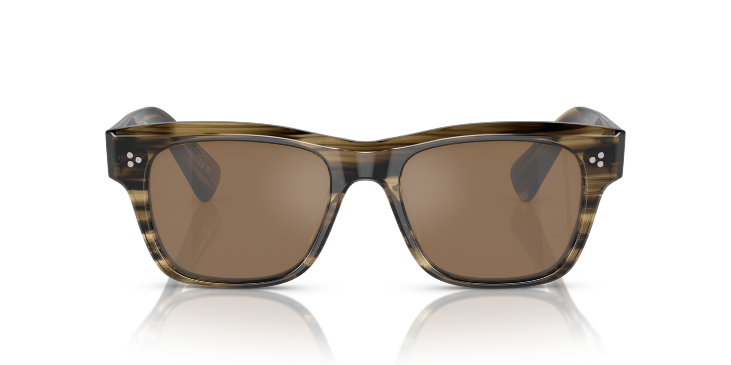 Oliver Peoples Birell Sun con montatura Verde oliva effetto fumé e lenti  Marrone - Immagine Lenti