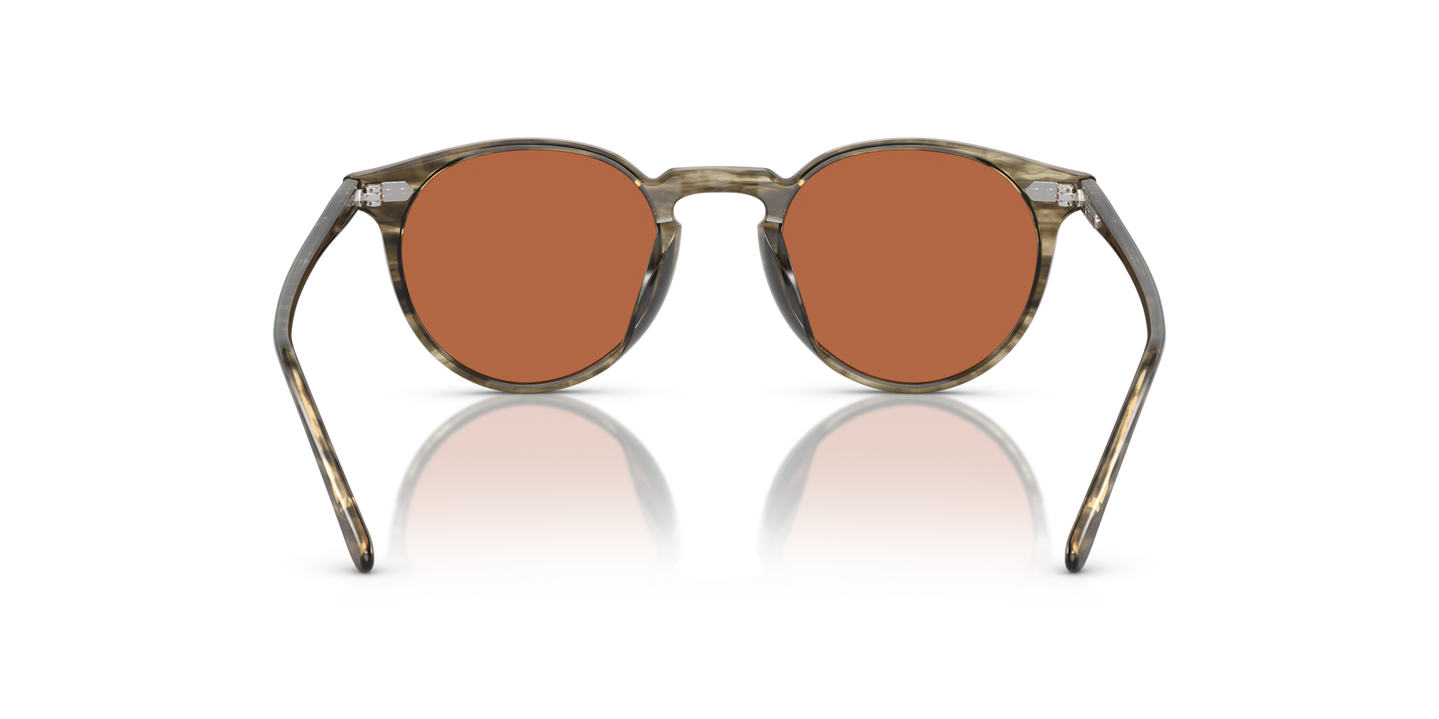 Oliver Peoples N.02 Sun with Soft Olive Bark frame and Orange lenses - Image Nosepads