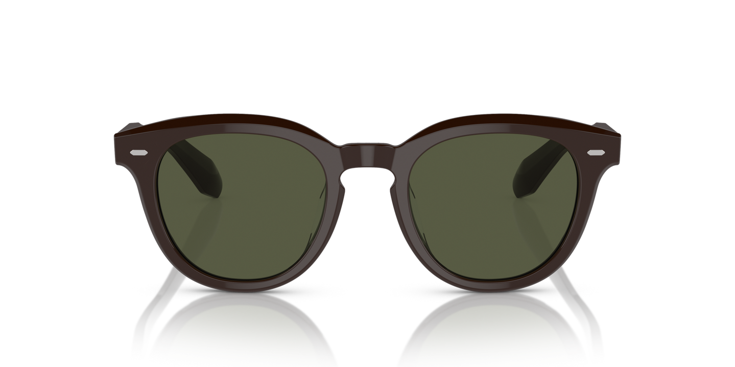 Sie Oliver Peoples N.05 Sun mit Kuri Brown Gestell und Grün Gläsern - Bild Material