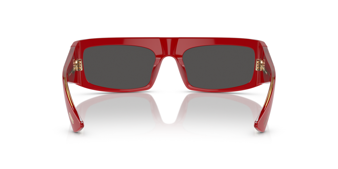 Sie Oliver Peoples 1979C mit Rot Gestell und Grau Gläsern - Bild Stegplättchen