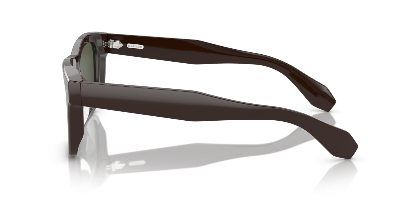 Sie Oliver Peoples N.04 Sun mit Kuri Brown Gestell und Grün Gläsern - Bild Gelenk