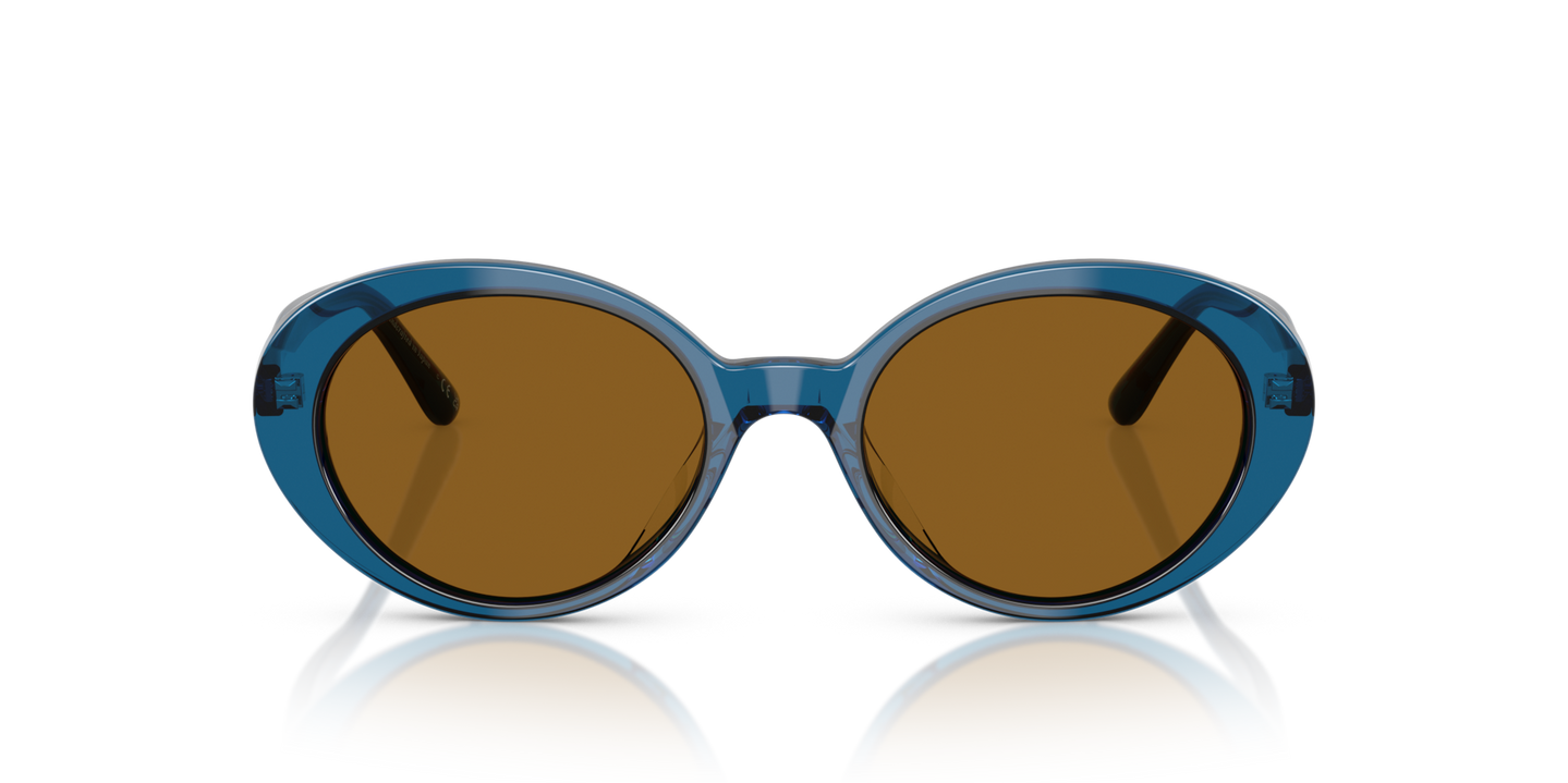 Sie Oliver Peoples Lumar mit Tetsukon Blau Gestell und Braun Gläsern - Bild Material