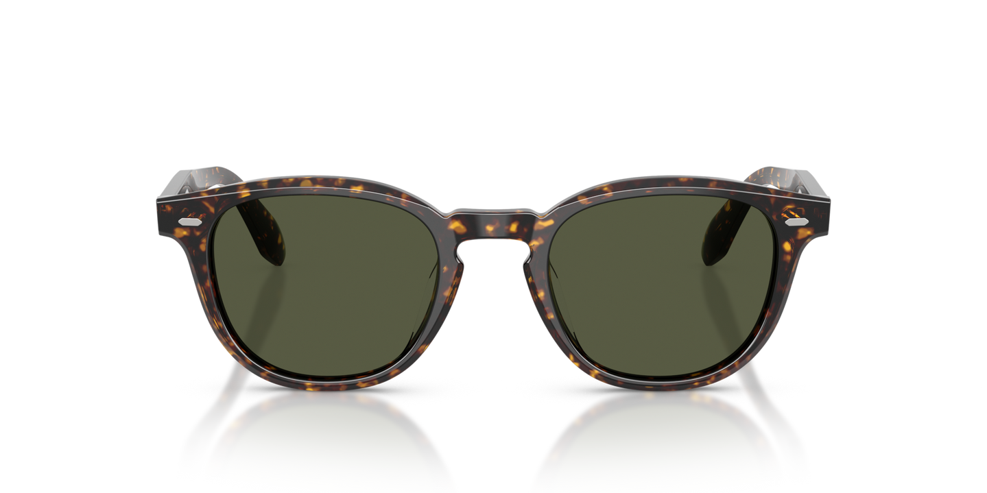 Oliver Peoples N.09 Sun avec une monture Écaille de tortue Atago et des verres Vert - Image Matériau