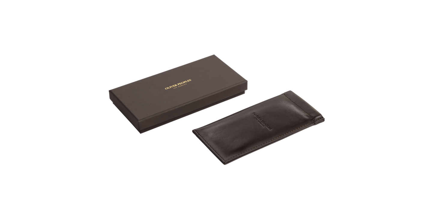 Oliver Peoples Genuine Leather Clip Case con montatura Marrone e lenti  unknown lenses - Immagine Materiale